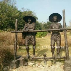 干農(nóng)活人物雕塑，公園人物銅雕