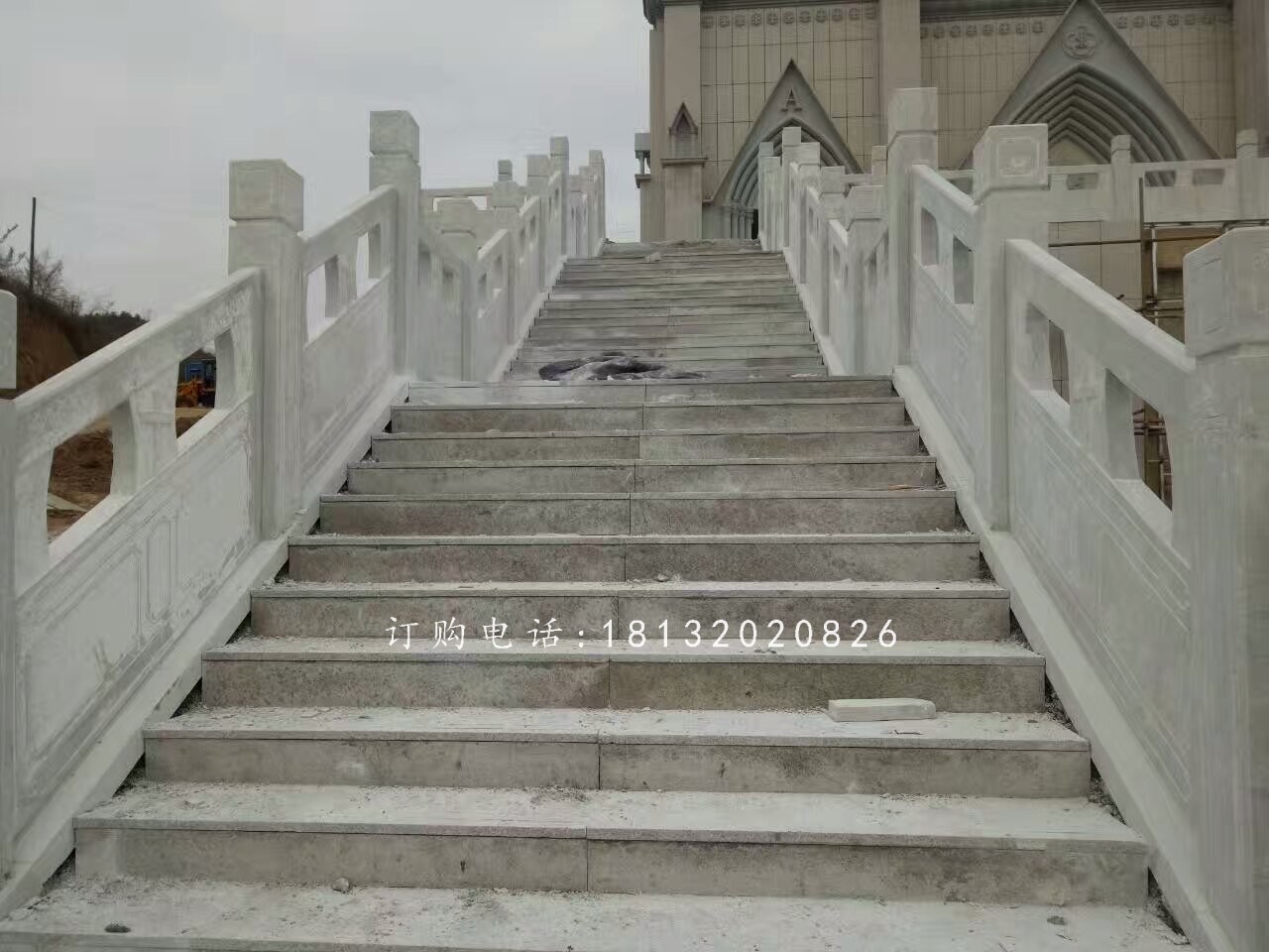 教堂石欄板雕塑，漢白玉欄板石雕 (2)