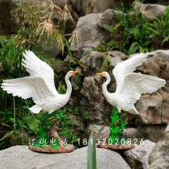 玻璃鋼白鷺雕塑，玻璃鋼仿真動(dòng)物
