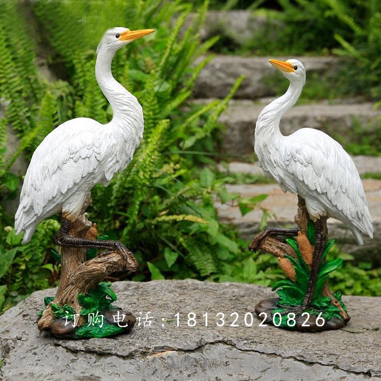 玻璃鋼白鷺雕塑，玻璃鋼仿真動物 (2)