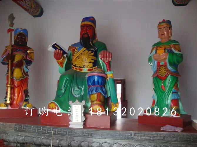 玻璃鋼關(guān)公讀春秋雕塑，玻璃鋼彩繪關(guān)公