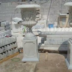 小區(qū)石花缽雕塑，歐式花盆石雕