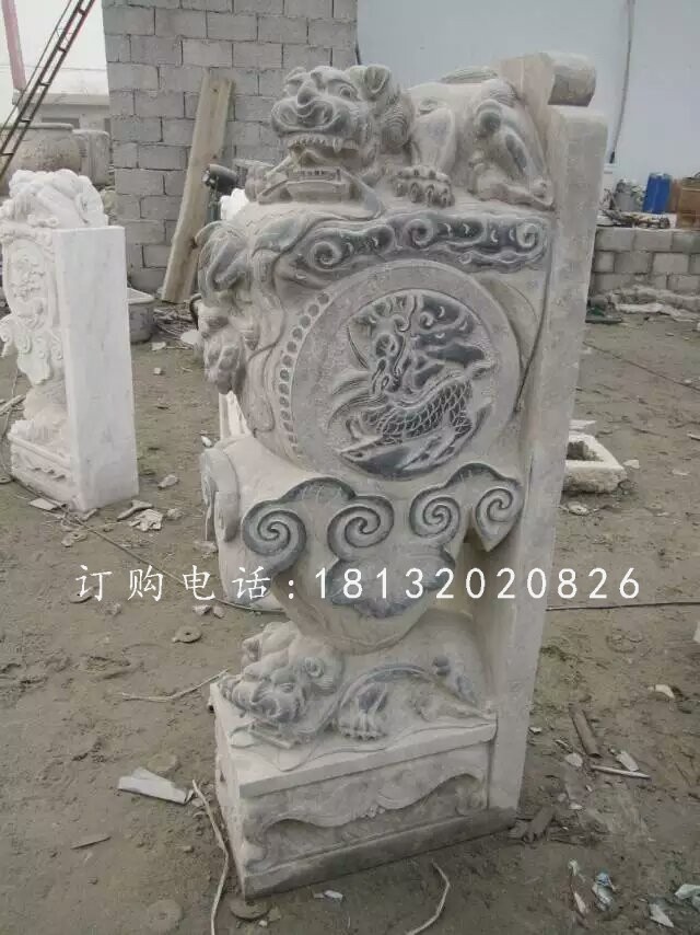 獅子門墩雕塑，仿古石雕門墩 (1)