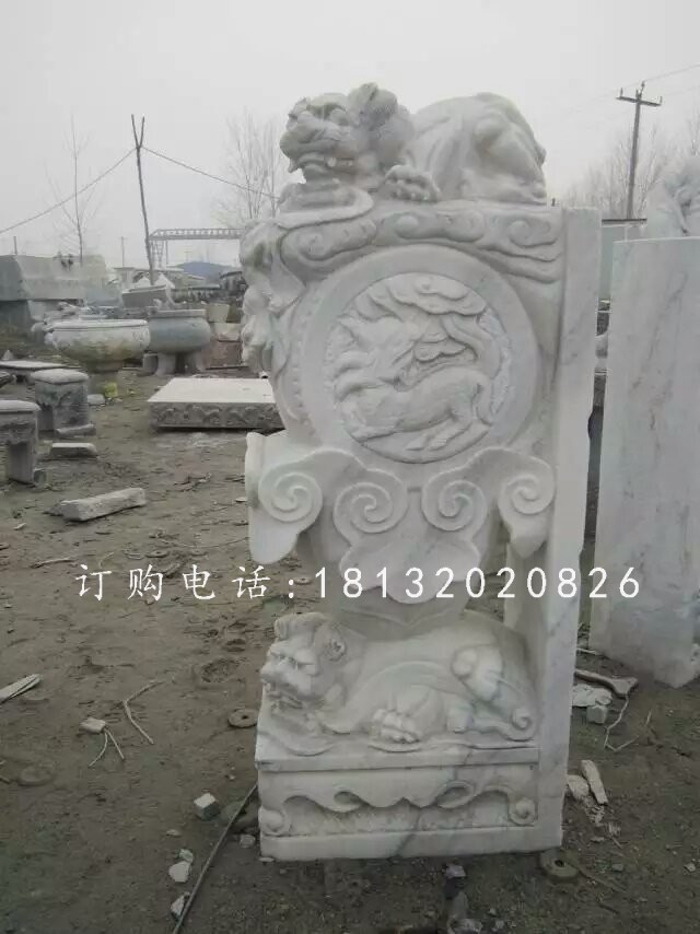 獅子門墩雕塑，仿古石雕門墩 (2)