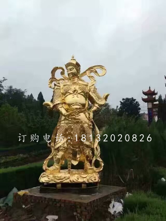 韋陀銅雕，貼金菩薩雕塑