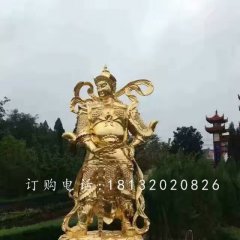 韋陀銅雕，貼金菩薩雕塑