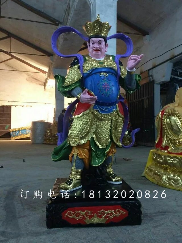 四大天王雕塑，玻璃鋼彩繪雕塑 (3)