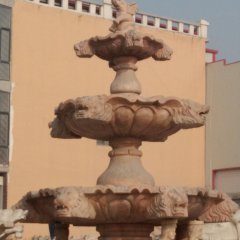 晚霞紅噴泉石雕，小象噴泉石雕