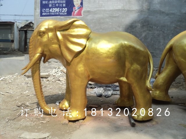 玻璃鋼仿銅大象雕塑，廣場動物雕塑 (2)
