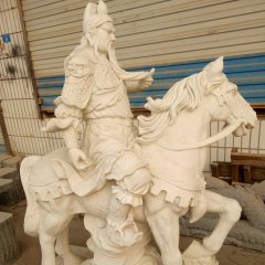 關(guān)公騎馬石雕，大理石關(guān)公雕塑