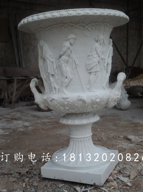 歐式花缽雕塑，玻璃鋼花盆雕塑