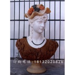 西方美女胸像雕塑，漢白玉人物石雕
