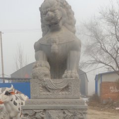 青石獅子石雕，仿古戲球獅石雕