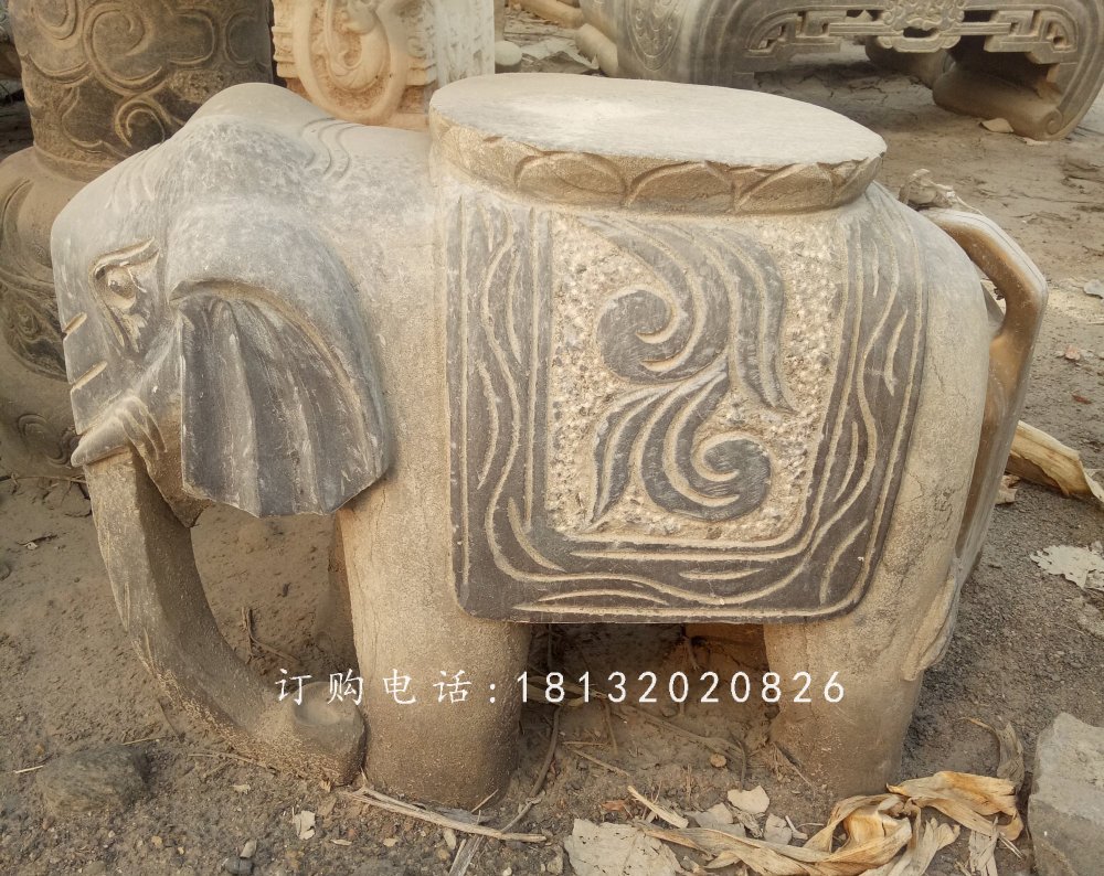 大象石凳，仿古石凳，仿古石雕