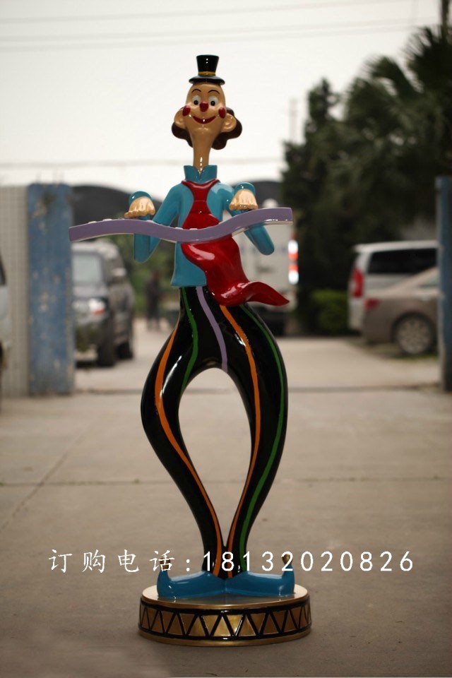 玻璃鋼小丑變戲法雕塑，游樂(lè)場(chǎng)玻璃鋼雕塑 (3)