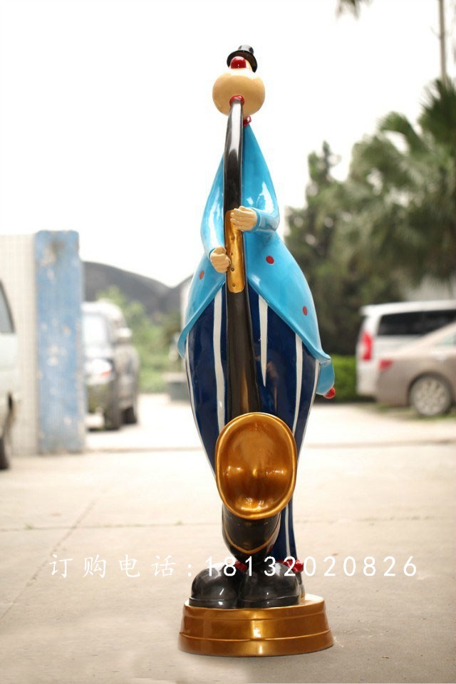 玻璃鋼小丑變戲法雕塑，游樂(lè)場(chǎng)玻璃鋼雕塑 (1)