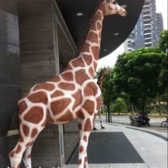 玻璃鋼長頸鹿雕塑，玻璃鋼仿真動物雕塑