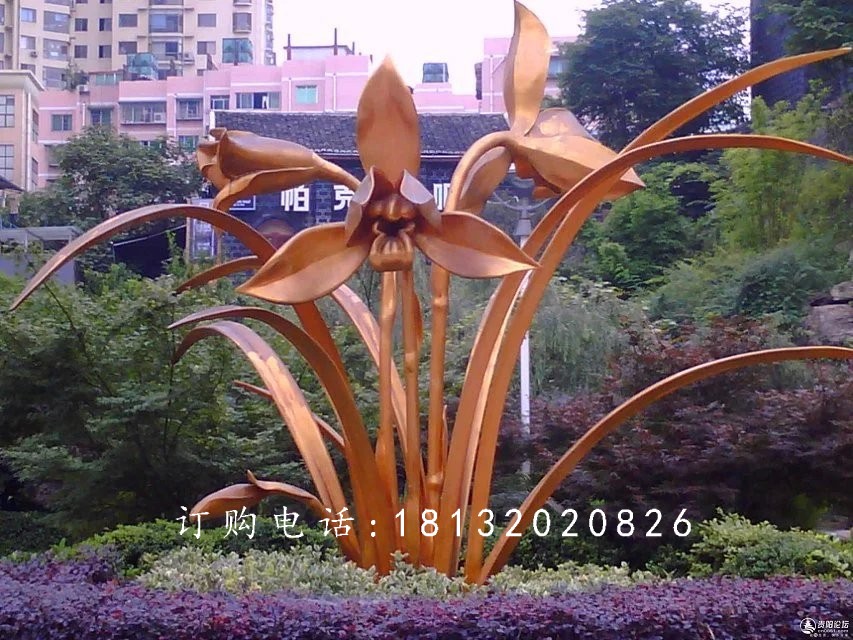 不銹鋼蘭花雕塑，廣場(chǎng)不銹鋼花卉雕塑 (1)