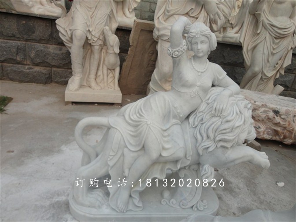 騎獅子的西方美女雕塑,廣場(chǎng)景觀雕塑