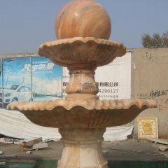 大型風(fēng)水球噴泉，晚霞紅風(fēng)水球石雕