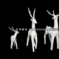 小鹿一家雕塑，玻璃鋼抽象動物雕塑