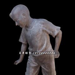 小男孩銅雕，公園人物銅雕