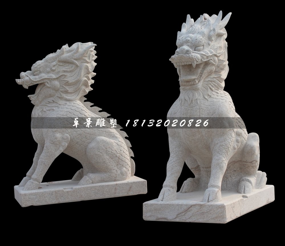 大理石麒麟雕塑，古代神獸石雕