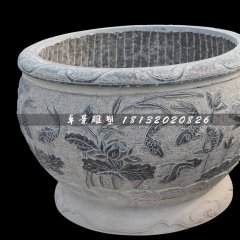 仿古石頭花盆，大理石雕刻花盆