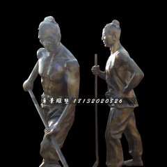 古代人干農(nóng)活銅雕，公園景觀銅雕