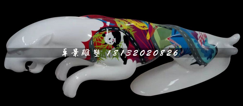 玻璃鋼豹子雕塑，玻璃鋼彩繪雕塑 (2)