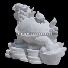 龍龜石雕，漢白玉招財(cái)龍龜?shù)袼? width=