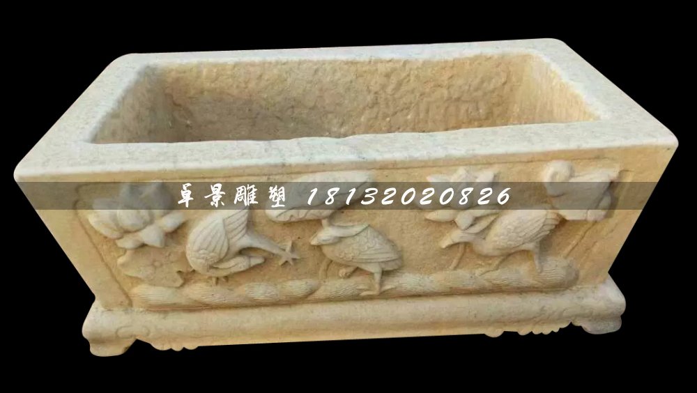石雕水盆，方形水槽石雕
