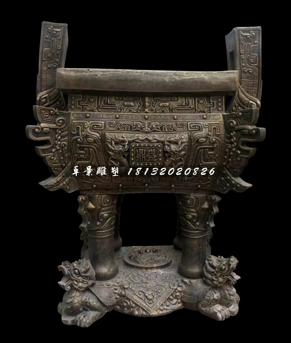 銅鼎，四足銅鼎,廣場銅鼎雕塑 (1)