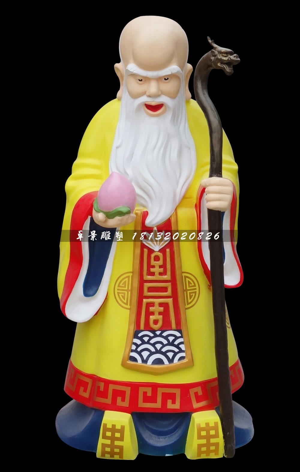 老壽星雕塑，玻璃鋼彩繪人物雕塑