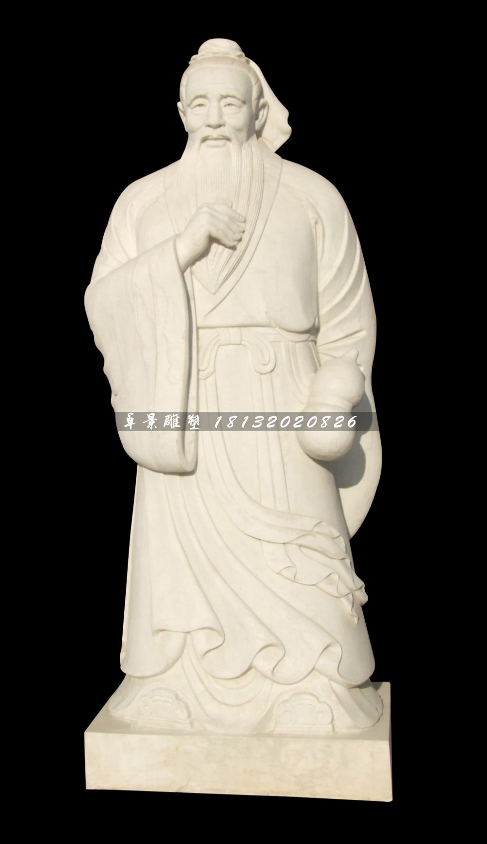 漢白玉古代人物石雕，孫思邈石雕