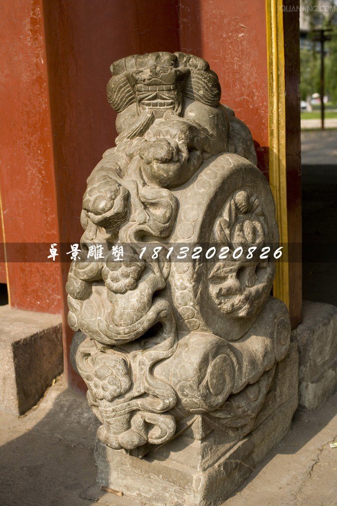 抱鼓石雕塑，仿古石門墩雕塑