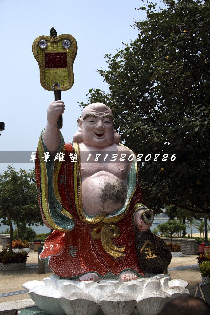布袋和尚雕塑，玻璃鋼彩繪佛像