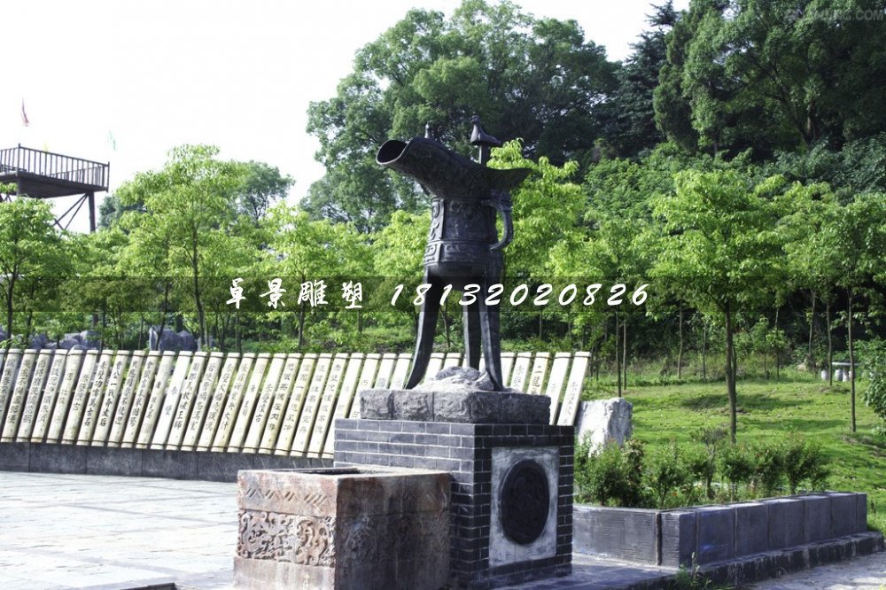 酒樽銅雕，仿古青銅酒器雕塑