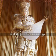 持國(guó)天王銅雕，寺廟神仙銅雕