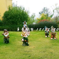 白雪公主與七個(gè)小矮人雕塑，玻璃鋼卡通雕塑