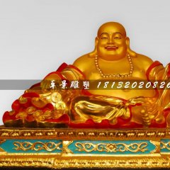 玻璃鋼彌勒佛，貼金彩繪佛像雕塑
