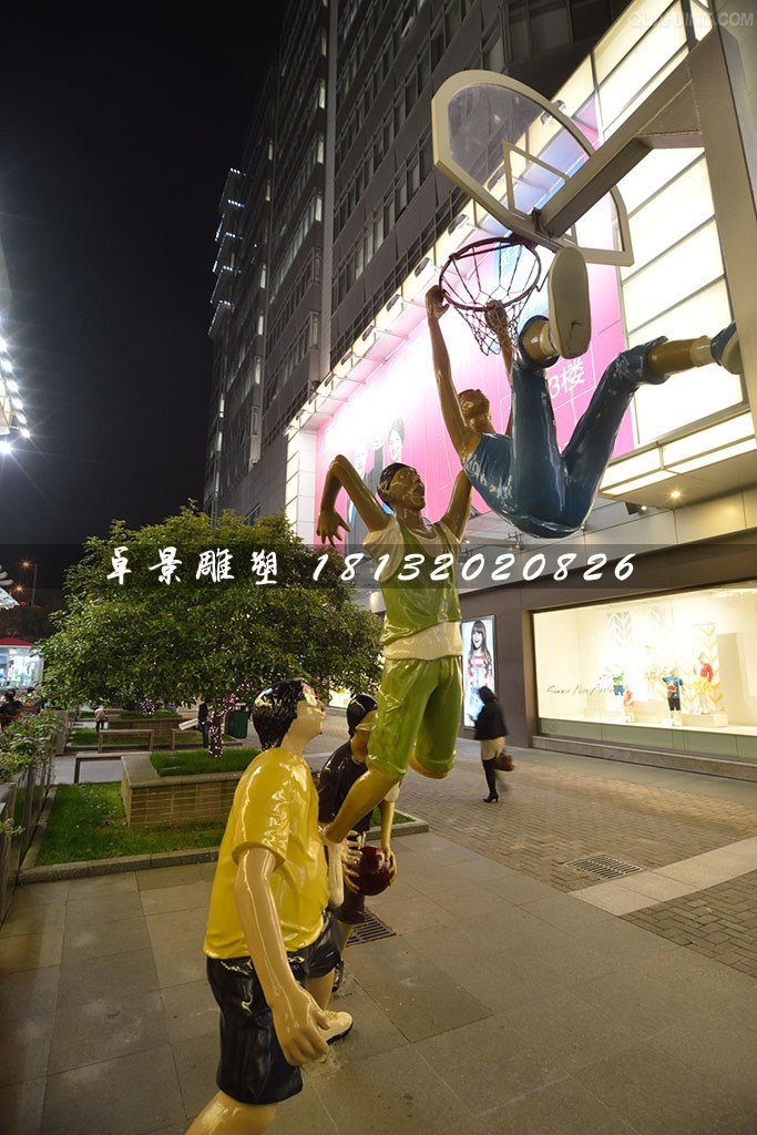 投籃雕塑，玻璃鋼人物雕塑
