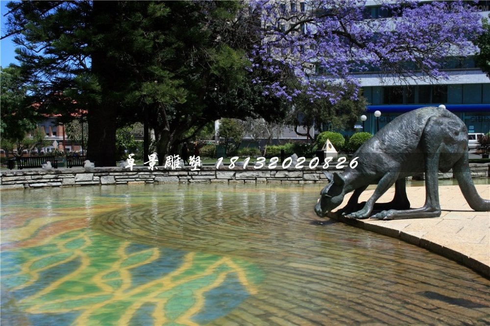 袋鼠飲水銅雕,公園動(dòng)物銅雕