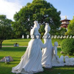 古代美女石雕，公園漢白玉人物雕塑