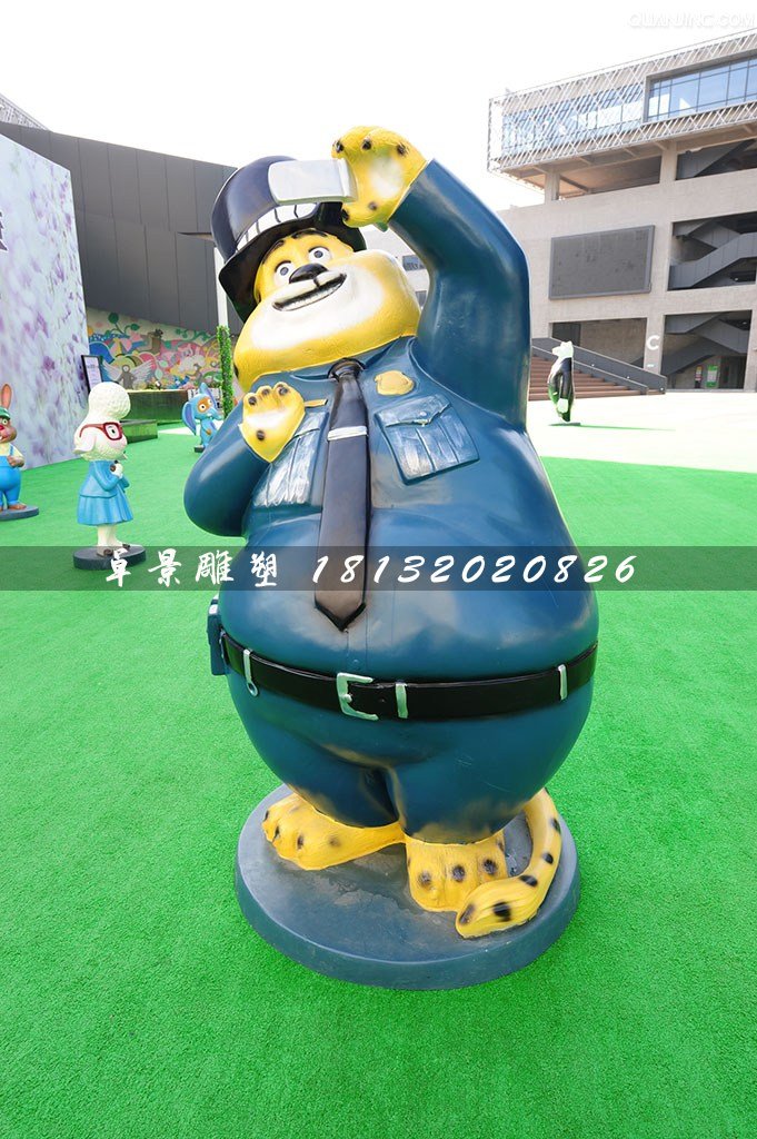 本杰明警官雕塑，玻璃鋼瘋狂動(dòng)物城雕塑