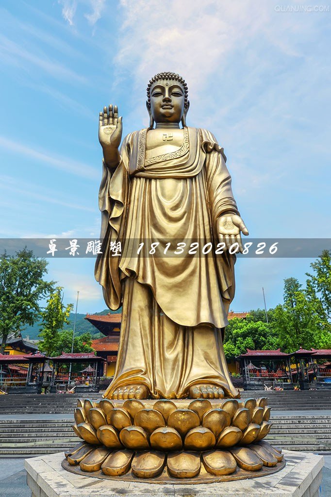 立式如來(lái)佛銅雕，寺廟銅佛像
