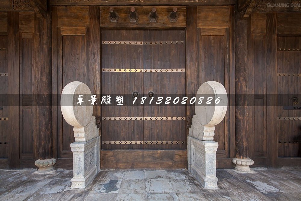 門鼓石雕，大理石門墩雕塑