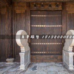 門鼓石雕，大理石門墩雕塑