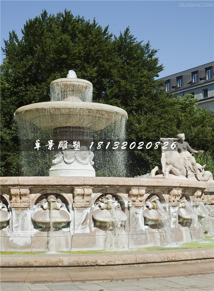 噴水盆石雕，雙層噴泉石雕