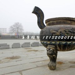 三足香爐銅雕，廣場(chǎng)銅香爐雕塑